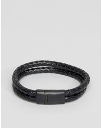 Seven London Double Leather Bracelet In Black To Asos