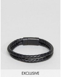 Seven London Double Leather Bracelet In Black To Asos