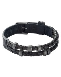 Fossil Bracelet Black Leather Double Wrap Bracelet