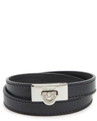 Salvatore Ferragamo Gancini Double Wrap Leather Bracelet