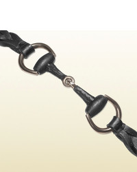Gucci Black Leather Bracelet With Horsebit Detail