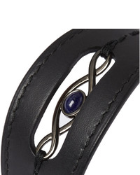 Lanvin Infinity Leather Gunmetal Tone Bracelet