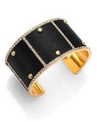 ABS by Allen Schwartz Jewelry Sensation Pav Leather Studded Cuff Bracelet