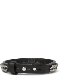 Givenchy Leather And Silver Tone Bracelet