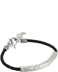 Chan Luu Leather Braided Bracelet W Sterling Silver Hammered Bar Bracelet
