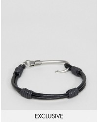 Seven London Leather Hook Bracelet In Black