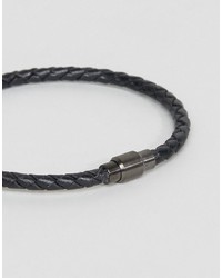 Seven London Leather Plaited Bracelet In Black To Asos