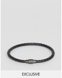 Seven London Leather Plaited Bracelet In Black To Asos