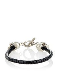 Alexander McQueen Leather Skull Charm Bracelet