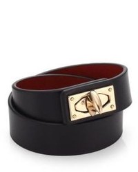 Givenchy Leather Two Row Shark Turnlock Bracelet