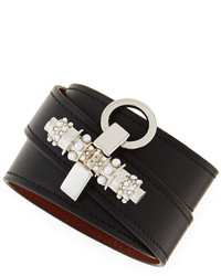 Givenchy Leather Wrap Bracelet With Pearly Obsedia Black