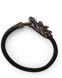 John Hardy Legends Naga Dragon Head Leather Bracelet Black