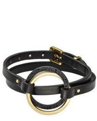 Michael Kors Michl Kors Black Pave Leather Wrap Bracelet