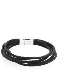 Tateossian Multi Layered Sterling Silver And Leather Bracelet