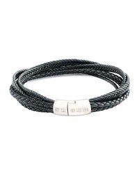 Tateossian Multi Strand Leather Cobra Bracelet Black