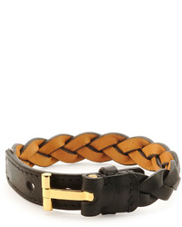 Tom Ford Nashville Braided Leather Bracelet Black