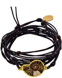 Nina Nguyen Bardot Ammonite Black Leather Wrap Bracelet