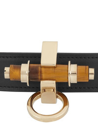 Givenchy Obsedia Bracelet In Tigers Eye And Black Leather
