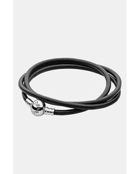 Pandora Leather Wrap Charm Bracelet Black