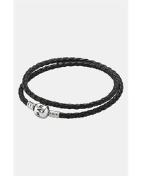 Pandora Leather Wrap Charm Bracelet Black