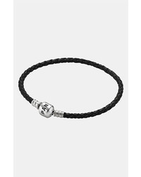 Pandora Woven Leather Charm Bracelet Black