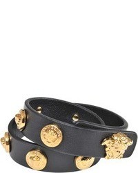 Versace Pelle Leather Double Wrap Bracelet