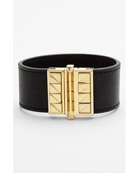 Rebecca Minkoff Curbs Leather Bracelet Black Gold