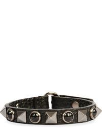 Valentino Rockstud Rolling Noir Leather Bracelet