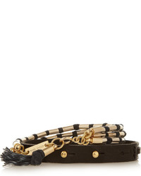 Isabel Marant Set Of Two Leather Cotton And Gold Tone Bracelets