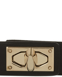 Givenchy Shark Lock Bracelet In Leather And Gold Tone Brass Black