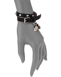 Alexander McQueen Skull Studded Leather Wrap Bracelet