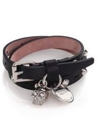 Alexander McQueen Skull Studded Leather Wrap Bracelet