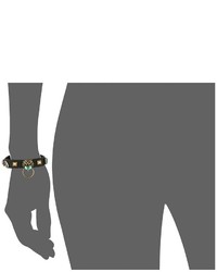 Betsey Johnson Tiger And Gold Station Black Leather Bracelet Bracelet