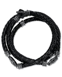 Triton Stainless Steel Bracelet Leather Wrap Bracelet