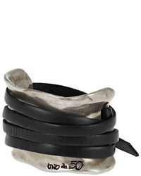 Uno De 50 Leather Strap Accented Cuff Bracelet