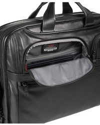 Tumi Alpha 2 Softside Leather Laptop Briefcase Black