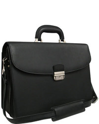 Amerileather Apc Functional Leather Executive Briefcase Black Adjustable Strap