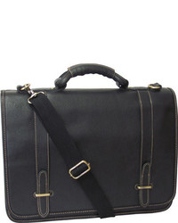 Amerileather Traditional Double Slip In Executive Briefcase Black Adjustable Strap