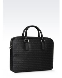 Armani Jeans Briefcase In Logo Patterned Faux Leather
