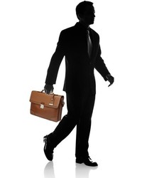 Tumi Astor Dorilton Slim Flap Embossed Leather Briefcase Black