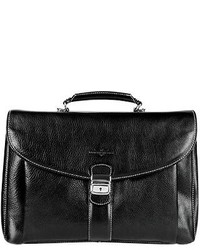 Robe Di Firenze Black Front Pocket Leather Briefcase