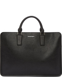 Alexander McQueen Black Grain Leather Thin Zip Heroic Briefcase