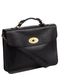 Mulberry Black Grained Leather Satchel Briefcase