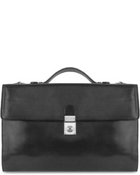 L.a.p.a. Black Italian Leather Portfolio Briefcase