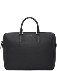 Ermenegildo Zegna Black Leather Business Briefcase
