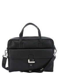 Lancel Black Leather Front Flap Convertible Briefcase