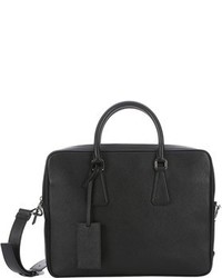 Prada Black Saffiano Leather Convertible Briefcase
