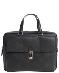Prada Black Saffiano Leather Front Pocket Briefcase