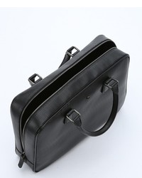 Giorgio Armani Black Textured Leather Top Handle Briefcase