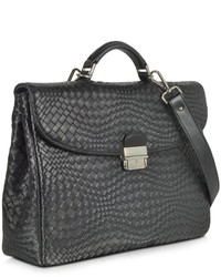 Forzieri Black Woven Leather Briefcase